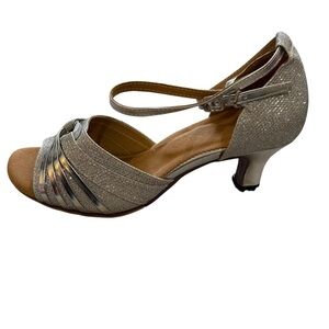 Shein 7.5 size Silver Glitter Ankle Strap Latin Dance Shoes  Ballroom Salsa